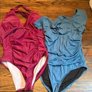 Women’s One Piece Swimsuit bundle - Burgundy and Blue
